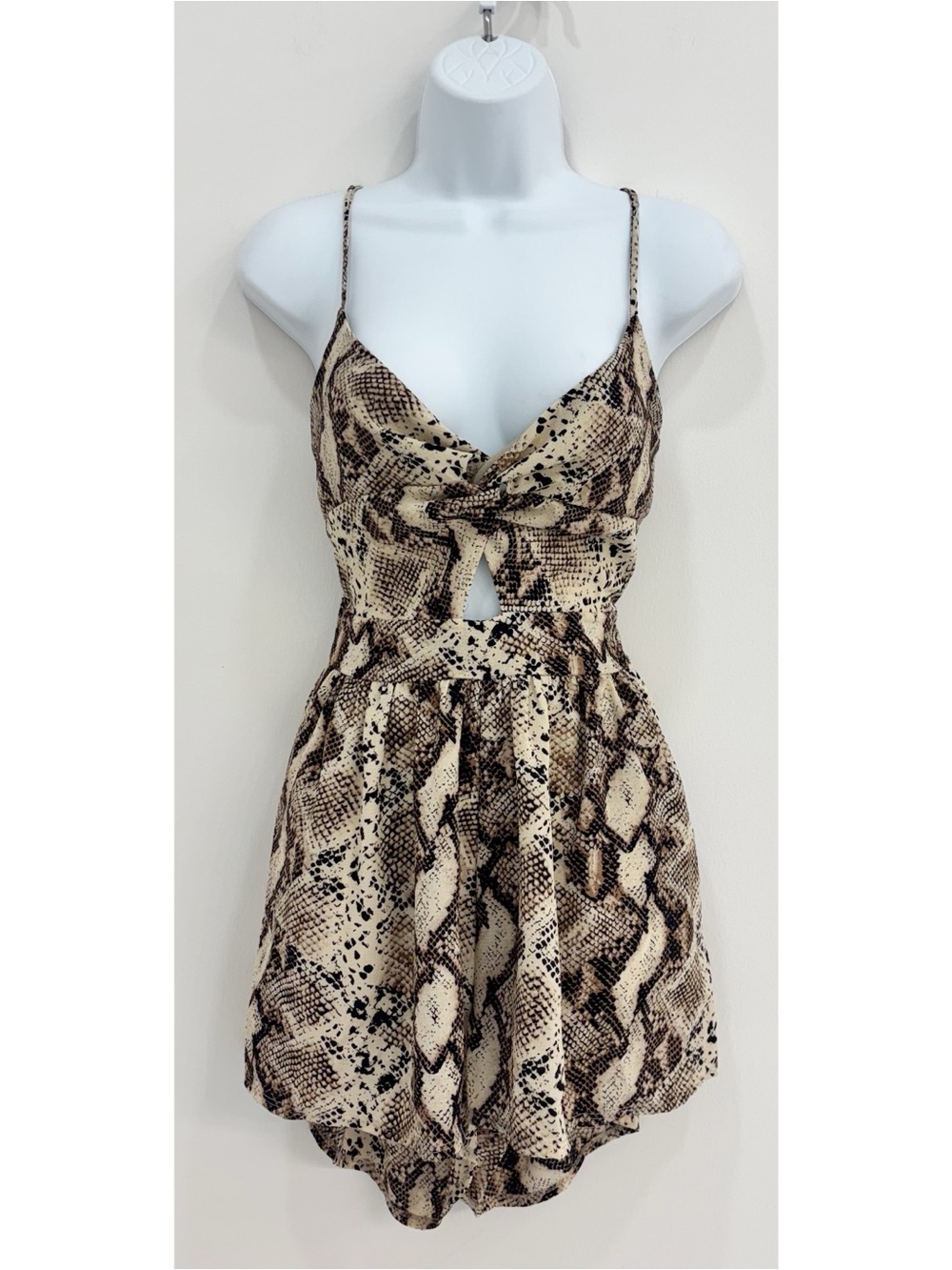 Windsor Snakeskin Print Cutout Romper – Chic Statement Piece for Date Night